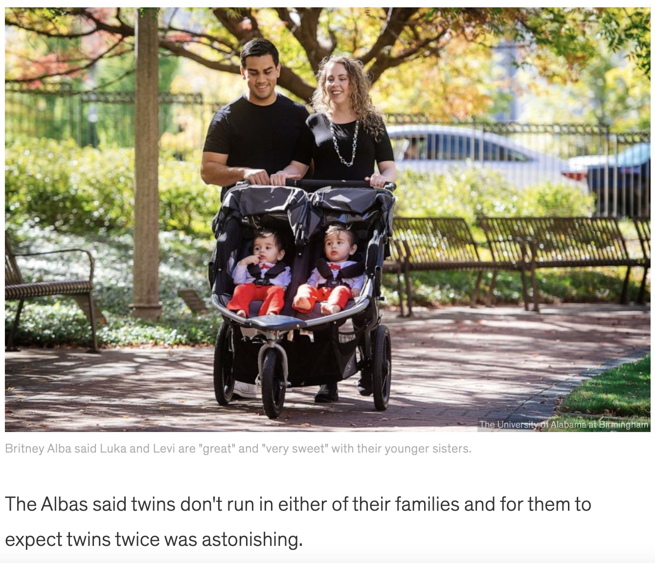 お兄ちゃんになったルカ君とリーバイ君（画像は『Good Morning America　2023年2月27日付「Couple welcomes 2 sets of ‘rare’ twins 14 months apart」（The University of Alabama at Birmingham）』のスクリーンショット）