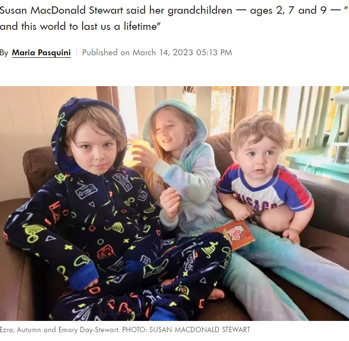 火事で亡くなった3人の子供たち（画像は『People.com　2023年3月14日付「Firefighter’s 3 Kids Who Died After Fire at Home Were ‘Deeply Loved,’ Says Grandmother: ‘Gone Too Soon’」（PHOTO: SUSAN MACDONALD STEWART）』のスクリーンショット）
