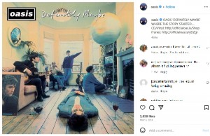 1994年に発売した「オアシス」のデビューアルバム『Definitely Maybe』。2024年にはリリース30周年記念を迎えるが、ノエルはスペシャルエディションのリリースを示唆した（画像は『Oasis　2014年5月6日付Instagram「OASIS ‘DEFINITELY MAYBE’」』のスクリーンショット）