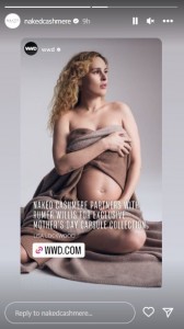 米カシミア製品のブランド「Naked Cashmere」の母の日キャンペーンのモデルに起用されたルーマー・ウィリス。大きなお腹を露わにした姿を披露（画像は『NAKEDCASHMERE　2023年4月4日付Instagram』のスクリーンショット）