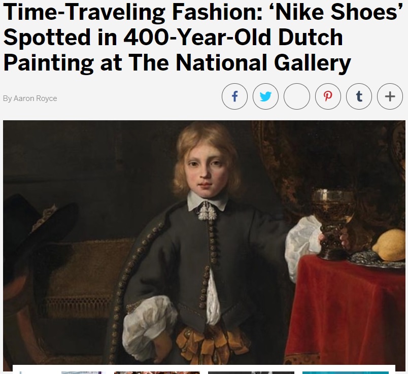 371年前にオランダの画家フェルディナント・ボルが描いた少年の肖像画。ロンドンにある美術館を訪れていた親子が、その肖像画に描かれた靴に目を惹かれた（画像は『Footwear News　2023年5月22日付「Time-Traveling Fashion: ‘Nike Shoes’ Spotted in 400-Year-Old Dutch Painting at The National Gallery」（CREDIT: FERDINAND BOL/COURTESY OF THE NATIONAL GALLERY）』のスクリーンショット）