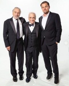 マーティン・スコセッシ監督と再びタッグを組んだロバート・デ・ニーロとレオナルド・ディカプリオ。レオナルドとロバートはスコセッシ監督の短編映画『オーディション』（2015年）で共演している（画像は『Martin Scorsese　2020年2月11日付Instagram「Fantastic work by ＠jr」』のスクリーンショット）