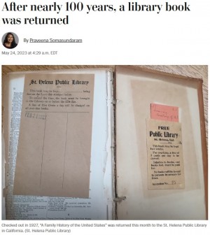 【海外発！Breaking News】約100年前に貸し出された本がようやく戻る　図書館長も「これまでで最も遅い返却」（米）