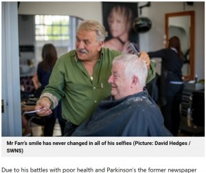 2人は単なる理容師と客という関係だけでなく、家族ぐるみで付き合うほどの仲となった。50年も同じ理髪店に通い続けた事実に、サムさんも驚いている（画像は『Metro　2023年7月13日付「Incredible mirror selfies documents man’s trip to the same barber over 50 years」（Picture: David Hedges / SWNS）』のスクリーンショット）