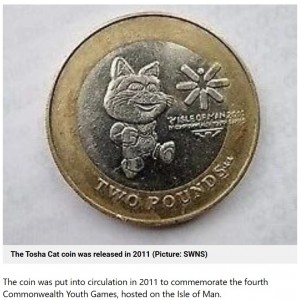 珍しい硬貨についてネットで調べてみると、イギリス王室領であるマン島で、2011年に発行された記念硬貨であることが分かった（画像は『Metro　2023年7月4日付「Dad given rare ￡2 coin in his change sells it on eBay for more than ￡200」（Picture: SWNS）』のスクリーンショット）