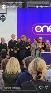 「One805LIVE! Fall 2023」のステージに登場したヘンリー王子夫妻。2人は特別ゲストとして紹介された（画像は『One805　2023年9月22日付Instagram』のスクリーンショット）