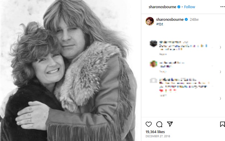 若い頃のシャロン・オズボーンとオジー・オズボーン。シャロンは最も体重が重かった時、約104.3キロあったという（画像は『Sharon Osbourne　2018年12月27日付Instagram「＃tbt」』のスクリーンショット）