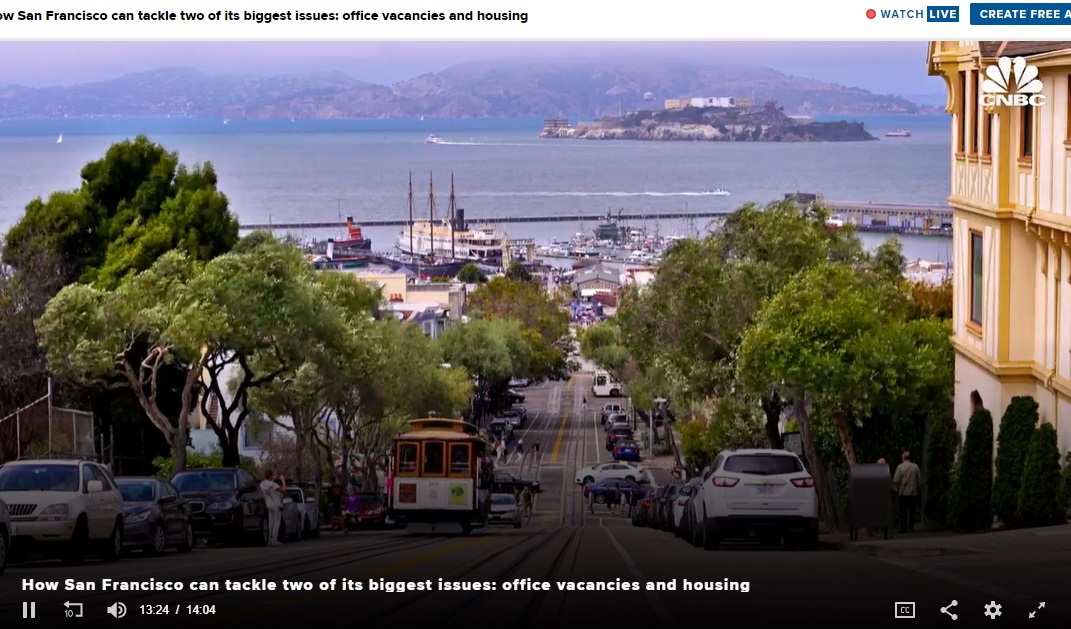 ケーブルカーやビクトリア様式の家々など美しい光景で知られる米カリフォルニア州サンフランシスコ。最近は治安が悪化しているという（画像は『CNBC　2022年12月30日付「How San Francisco can tackle two of its biggest issues: office vacancies and housing」』のスクリーンショット）