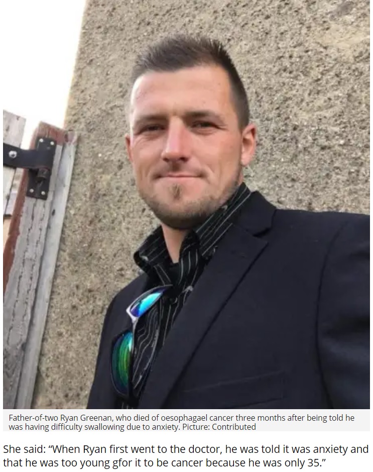 2018年に食道がんにより35歳で亡くなった男性。「罹るにはまだ若すぎる」と医師に言われ、検査を受けられなかったという（画像は『Edinburgh Evening News　2019年2月4日付「Edinburgh dad dies of cancer after being told his throat issue was anxiety」（Picture: Contributed）』のスクリーンショット）