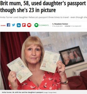 2019年にはイギリスに娘のパスポートで出入国できた女性が出現（画像は『Mirror　2019年1月29日付「Brit mum, 58, used daughter’s passport to travel - even though she’s 23 in picture」（Image: Triangle News）』のスクリーンショット）
