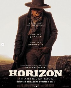 ケヴィンが監督・主演を務める西部劇映画『Horizon: An American Saga』シリーズ。第1弾は来年6月に、第2弾は8月に劇場公開される（画像は『New Line Cinema　2023年10月6日付Instagram「The two-part cinematic event, Horizon: An American Saga, directed by and starring Kevin Costner, is coming to theaters June 2024 and August 2024.」』のスクリーンショット）