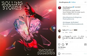 10月20日にリリースした最新アルバム『ハックニー・ダイアモンズ』。ローリング・ストーンズにとって18年ぶりのスタジオアルバムだ（画像は『The Rolling Stones　2023年9月6日付Instagram「*HACKNEY DIAMONDS*」』のスクリーンショット）