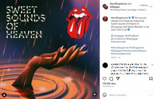 アルバム『ハックニー・ダイアモンズ』からの第2弾シングル『スウィート・サウンズ・オブ・ヘヴン』。レディー・ガガとスティーヴィー・ワンダーが参加している（画像は『The Rolling Stones　2023年9月28日付Instagram「The second release from Hackney Diamonds - Sweet Sounds Of Heaven」』のスクリーンショット）