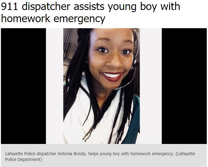 米インディアナ州で2019年1月、少年が「算数の宿題を手伝って」と911コール。女性オペレーターは親切に対応していた（画像は『abc7chicago.com　2019年1月26日付「911 dispatcher assists young boy with homework emergency」（Lafayette Police Department）』のスクリーンショット）