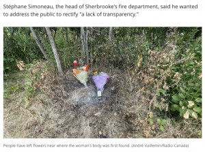 カナダのケベック州にある警察が2021年7月、焼死した遺体をマネキン人形と勘違いし廃棄処理したことを公表、遺族に謝罪した（画像は『CBC News　2021年7月29日付「First responders in Sherbrooke, Que., apologize after mistaking fire victim for mannequin Social Sharing」（André Vuillemin/Radio-Canada）』のスクリーンショット）