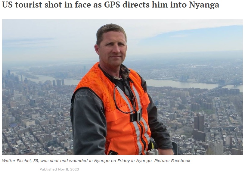 グーグルマップのナビゲーションで旧黒人居住区へ。銃で顔を撃たれたアメリカ人のウォルター・フィシェルさん（画像は『IOL　2023年11月8日付「US tourist shot in face as GPS directs him into Nyanga」（Picture: Facebook）』のスクリーンショット）