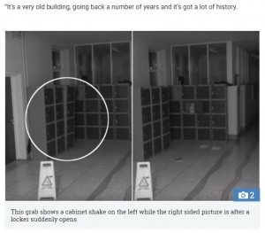 アイルランドの学校で2017年10月、不思議な現象が捉えられる。誰もいないはずだが、突然ドアが開いたりロッカーが音を立てて揺れたりしていた（画像は『The Sun　2017年10月4日付「‘WE’RE BEMUSED’ Ghosts blamed for haunting Cork school in middle of the night as CCTV captures chilling footage」』のスクリーンショット）