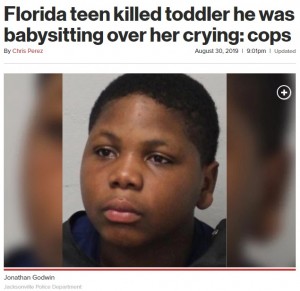 米フロリダ州で2019年8月、ベビーシッターを頼まれた14歳少年が3歳女児を殴るなどして殺害。少年は過去にも別の女児に対して火傷を負わせるなどの虐待を働いていた（画像は『New York Post　2019年8月30日付「Florida teen killed toddler he was babysitting over her crying: cops」（Jacksonville Police Department）』のスクリーンショット）