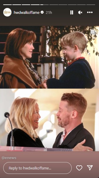 映画『ホーム・アローン』で共演したキャサリンとマコーレー。授与式では30年以上ぶりとなる“親子”の再会を果たした（画像は『Hollywood Walk Of Fame　2023年12月1日付Instagram』のスクリーンショット）