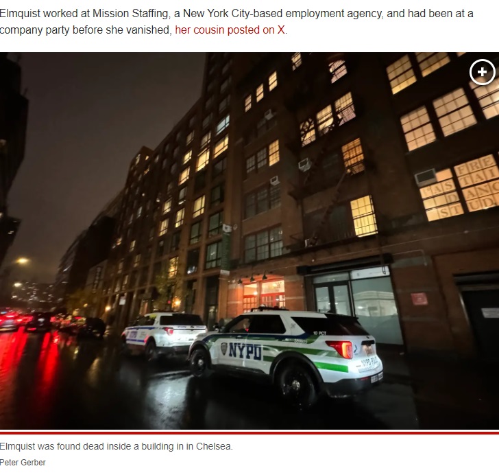 マンハッタン区チェルシーの高級アパート。入り口には常時ドアマンが立っているというが、ジャクリーンさんがどのように建物内に入ったのかは明らかにされていない（画像は『New York Post　2023年12月3日付「Devastated dad of 24-year-old found in NYC garbage chute speaks as cops probe incident: ‘It’s tragic’」（Peter Gerber）』のスクリーンショット）