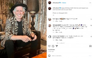 キースの公式Instagramでは、微笑む本人の写真を添えて祝福のメッセージを綴っていた（画像は『Keith Richards　2023年12月18日付Instagram「Happy Birthday, Keith!」』のスクリーンショット）