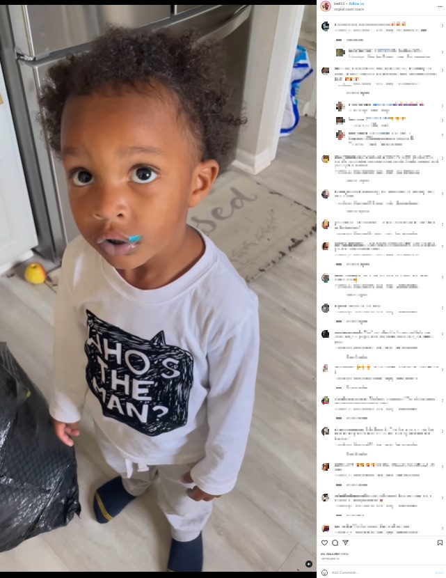 米ニュージャージー州に住む3児の父が2022年9月に3歳になる息子の動画をSNSに投稿。男児は「ケーキを食べていない」と主張するも、口の周りに決定的な証拠を残していた（画像は『Isaac Redman　2022年9月30日付Instagram』のスクリーンショット）