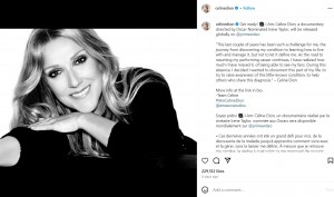 長編ドキュメンタリー『I Am: Celine Dion』の全世界配信を告知したセリーヌ・ディオン（画像は『Céline Dion　2024年1月30日付Instagram「Get ready!」』のスクリーンショット）