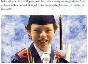 米ノースカロライナ州の12歳少年は2021年春、高校と大学を卒業できるだけの単位をすでに修得していた。しかも2つの会社を立ち上げているという（『WCNC　「Salisbury 12-year-old set to graduate college with a 4.0 GPA」』より）