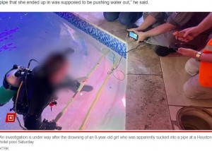 捜索チームはプールの水を抜くと、長い棒の先に取り付けた小さなカメラを用意した。そしてプール壁面にある吐出口の一つにカメラを挿入した結果、遺体の一部が映し出された（『New York Post　「Girl, 8, who drowned after being sucked into ‘malfunctioning’ pipe at hotel pool identified」（KTRK）』より）