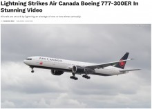 【海外発！Breaking News】離陸したばかりの飛行機に雷直撃　映像に「これはすごい瞬間」（カナダ）＜動画あり＞