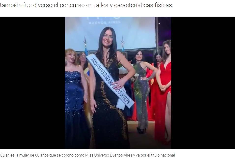 世界80か国以上の代表が世界一を競い合う「ミス・ユニバース世界大会」のアルゼンチンの地方予選で「ミス・ユニバース・ブエノスアイレス」に選ばれた60歳のアレハンドラ・マリサ・ロドリゲスさん（『Infobae　「Alejandra Rodríguez, la Miss Universo Buenos Aires, reveló sus secretos: “Los 60 de ahora son los 40 de antes”」』より）
