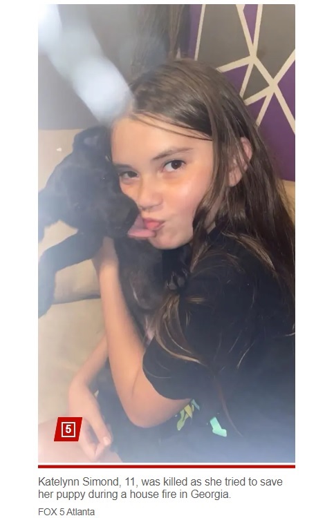 いつも明るく、笑顔だった11歳のケイトリンちゃん。火災が発生し、愛犬が取り残されていることに気付いて救出に向かった（『New York Post　「Heroic 11-year-old girl dies in house fire while trying to rescue her puppy」（FOX 5 Atlanta）』より）
