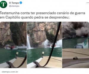 ブラジルのフルナス湖で2022年1月、岩崖が崩壊。観光客が乗っていたボート4隻が巻き込まれた（『O Tempo　X「Testemunha conta ter presenciado cenário de guerra em Capitólio quando pedra se desprendeu;」』より）
