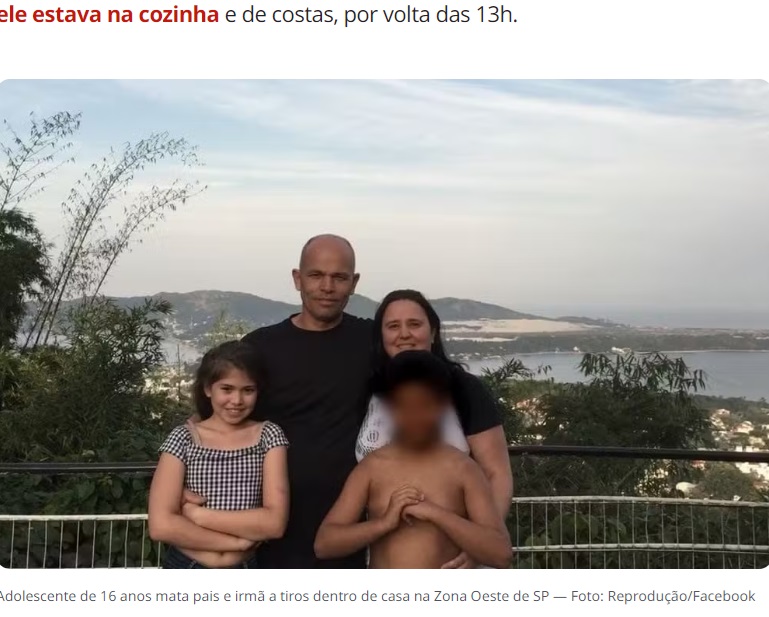 ブラジル、サンパウロで今月中旬、16歳の少年が家族3人を射殺した。少年は2日後、警察に電話をして自首し「養父母に屈辱を受け、携帯電話とコンピュータを取り上げられてカッとなった」と語ったという（『G1　「Vídeo mostra adolescente que matou família indo à padaria um dia após crime em SP」（Foto: Reprodução/Facebook）』より）