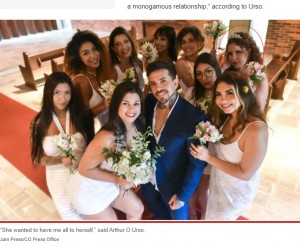 2021年11月に9人の女性と結婚したブラジルの男性。そのうちの1人から離婚を切り出されたが、男性は「あと2人妻を迎え、10人全員の子供が欲しい」と語っていた（『New York Post　「Man faces divorce from 1 of 9 wives: ‘She wanted to have me all to herself’」（Jam Press/CO Press Office）』より）