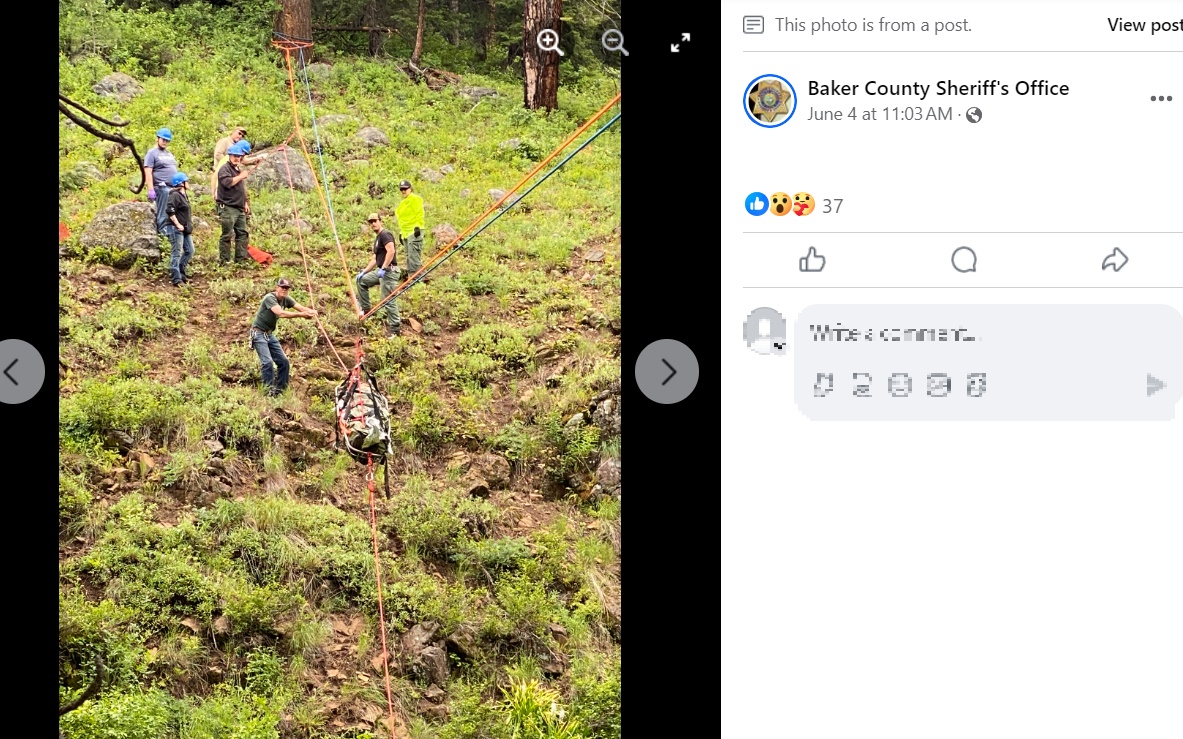 現場は深い渓谷と絶景で知られるヘルズ・キャニオン国立保養地で、ブランドンさんは翌朝、救助隊に救出された（『Baker County Sheriff’s Office　Facebook「Press Release: Halfway Man Rescued After Car Crash Leaves Him Stranded Overnight」』より）