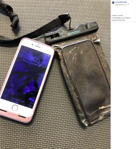 2018年6月、ある女性が米サウスカロライナ州の川でiPhoneを落とした。その1年3か月後、川底から発見され、無事持ち主の女性に届けられた（『Erica Bennett　Facebook「So this just happened.」』より）