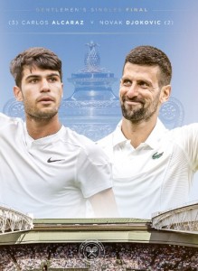 ウィンブルドン最終日に対戦するジョコビッチ選手とアルカラス選手。キャサリン皇太子妃は優勝者にトロフィーを贈呈する予定だ（『Wimbledon　Instagram「Carlos Alcaraz vs Novak Djokovic: The Sequel」』より）