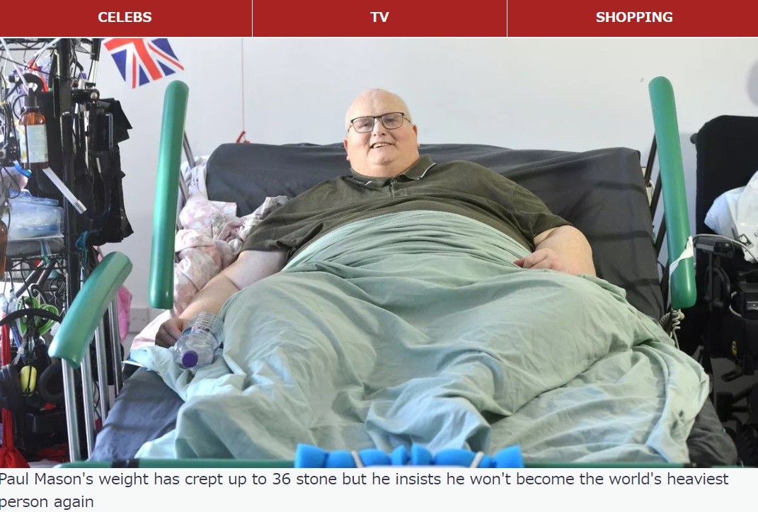 体重444.5キロから200キロ以上痩せた男性。医師には「40歳より長く生きることができたらラッキー」と言われたそうだが、今年で64歳を迎えるという（『The Mirror　「EXCLUSIVE: Former world’s fattest man defies doctors and makes it to 60s after extreme weight loss」』より）