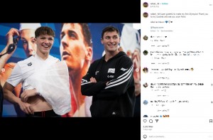 医療チームによる手当を受けたラファエル選手は、左腕を固定した状態で表彰式に現れた（『Rafael Fente-Damers　Instagram「Super grateful to make my first Olympics!」』より）