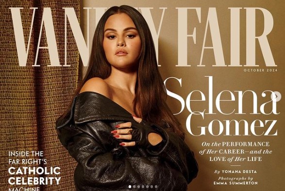 米誌『Vanity Fair』10月号の表紙を飾ったセレーナ・ゴメス。カバーストーリーでは、子どもを持つことや恋人ベニー・ブランコとの関係にも触れた（『Selena Gomez　Instagram「Thank you ＠vanityfair for such a wonderful conversation with ＠ydesta.」』より）