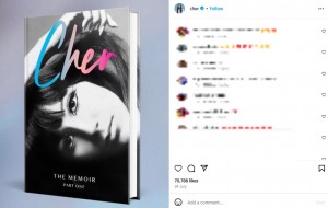 19日に出版されたシェールの回顧録『Cher: The Memoir、 Part One』（『Cher　Instagram』より）