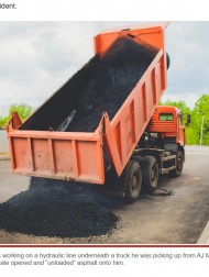 【海外発！Breaking News】ダンプトラック荷台からアスファルトが降り注ぎ、生き埋めになった男性死亡（米）＜動画あり＞